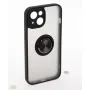 Чехол силиконовый  для lPhone 14 PLUS с кольцом, магнитный, подставка, защита камеры, черный
