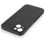 Чехол силиконовый для lPhone 14 PLUS с защитой камеры. Черный  под карбон