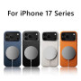 Ударопрочный чехол Leather case with MagSafe для iPhone 17 Pro Max  Синий