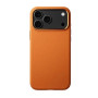 Ударопрочный чехол Leather case with MagSafe для iPhone 17 Pro  Оранжевый 