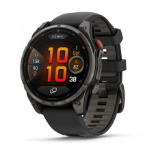 Умные часы Garmin Fenix 8 Pro 47mm AMOLED Sapphire Carbon Gray DLC Titanium with Black + Pebble Gray Silicone Band 