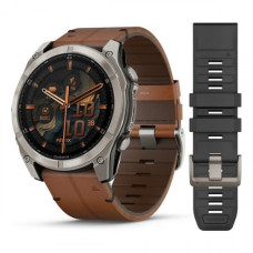 Умные часы Garmin Fenix 8 51mm AMOLED Sapphire Bare  Titanium Black with  Chestnut Leather + Silicone Band  