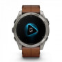 Умные часы Garmin Fenix 8 51mm AMOLED Sapphire Bare  Titanium Black with  Chestnut Leather + Silicone Band  