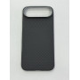 Чехол матовый  карбон Carbon Fiber для iPhone 17 Air с поддержкой MagSafe  чёрно-серый