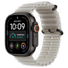 Apple Watch Ultra 4 49mm Black Titanium Case with Translucent Gray Ocean Band (GPS + Cellular) (M/L)