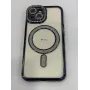 Силиконовый чехол со стразами для Apple iPhone 15  с MagSafe  Чёрный