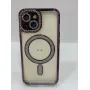 Силиконовый чехол со стразами для Apple iPhone 15  с MagSafe Фиолетовый