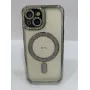 Силиконовый чехол со стразами для Apple iPhone 15  с MagSafe  Серебро