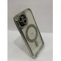 Силиконовый чехол со стразами для Apple iPhone 15  с MagSafe  Серебро