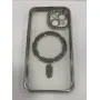 Силиконовый чехол со стразами для Apple iPhone 15  с MagSafe  Серебро