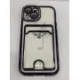 Силиконовый чехол со стразами для Apple iPhone 15 PLUS  с отделением для карты Фиолетовый