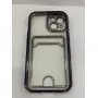 Силиконовый чехол со стразами для Apple iPhone 15 PLUS  с отделением для карты Фиолетовый